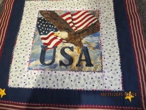 BONITA ALFOMBRILLA PATRIÓTICA ACOLCHADA A MANO--11" X 11 1/2"--BANDERA -ÁGUILA CALVA---#T24A-11 - Imagen 1 de 24