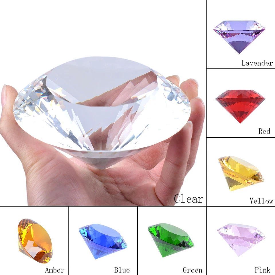 LONGWIN 100MM Colorful Crystal Diamond Art Giant Glass Paperweight Wedding Decor