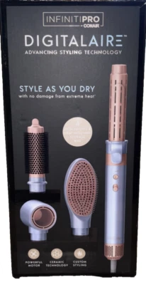 New! Conair InfinitiPRO DigitalAIRE 4 in 1 Hot Air Brush Light Blue Hair Dryer - Image 1 of 4