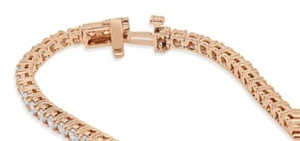 Stepmom's Gift 7.28Ct Natural Diamond Prong Set Tennis Bracelet 14K Rose Gold - Picture 1 of 13
