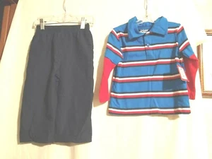 18 month Kidget Boy BLue Long Sleeve Polo Shirt & Blue Pants - Imagen 1 de 4