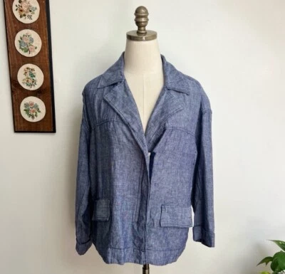 Chaqueta ligera Lord & Taylor de lino con muescas solapa cremallera para mujer mediana’s Foto 1 de 4