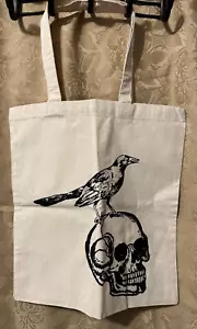 Crow and Skull Printed Tote Bag | Books | Farmer's Market | Reusable Grocery Bag - Picture 1 of 2