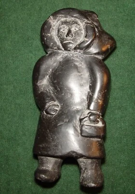 7 1/2" INUIT Stone Carving DAVIDEE APPALIAUK - Certified Canadian Gov't 1970 - Image 1 of 4