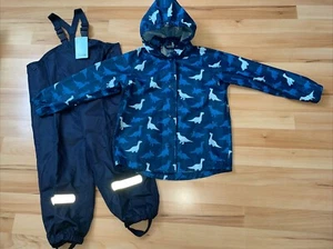 Regenanzug Gr.110/116 Regenhose Regenjacke Tchibo nicht gefüttert Blau Dino🦕TOP - Bild 1 von 13