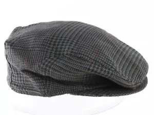 Borsalino Mens Vintage Dark Gray Plaid Newsboy Golf Sport Cap MULTIPLE SIZES - Picture 1 of 6