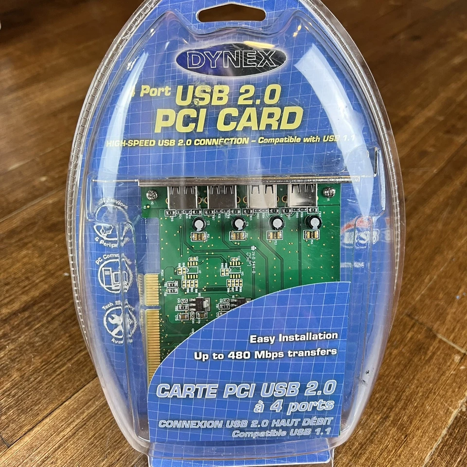 Dynex DX-UC104 (4-Port) USB 2.0 PCI Desktop Card Host Adapter NIB NEW - Image 1 of 4