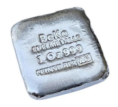 BeKo Edelmetalle 1 Oz Silberbarren 999 Feinsilber Gussbarren (gegossen) - Bild 1 von 2