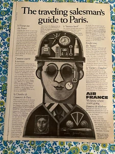 Pubblicità Stampa Air France 1969 Vintage Guida Venditore Viaggiante a Parigi - Foto 1 di 7
