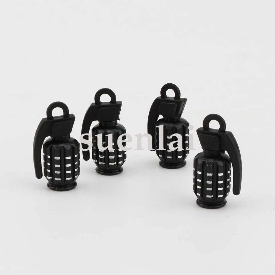 4pcs Black Grenade style Car Motorcycle Bike Tyre Tire Air Valve Dust Caps Stem — 第 1/4 张图片