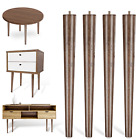 4Pcs of 16 Inches Round Solid Rubber Wood Furniture Legs with Floor Glide