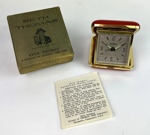 mid century SETH THOMAS BON VOYAGE KEYWOUND TRAVEL CLOCK Cover