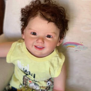 28" Handmade Painted Reborn Baby Doll Finished Short Hair Lovely Toddler Boy Toy - Picture 1 of 4