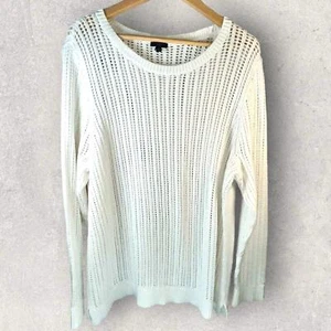 Talbots Women’s White 100% Cotton Cable Knit Long Sleeve Sweater 2X - Picture 1 of 6