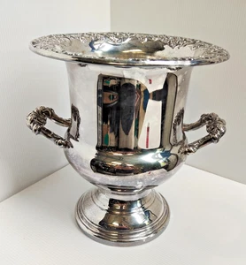 Impresionante cubo de hielo de champán vintage grande muy grabado RODD plateado AF - Imagen 1 de 16