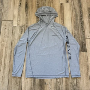 Vineyard Vines Performance Gray Hoodie Fishing Shirt w/ Thumb Hooks Small EUC - Picture 1 of 8
