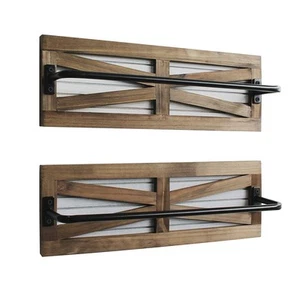 2PCS Rustic Towel Racks for Bathroom Wall Mounted, Holder Storage,Bathroom Ra... - Picture 1 of 8