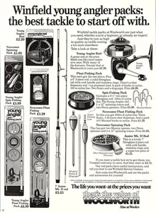 Anuncio WOOLWORTH 1978 'Young Angler' paquetes de pesca (2) anuncio impreso original vintage - Imagen 1 de 1