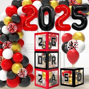 Graduation Decorations 2025, Red and Black Boxes with 120pcs... - Picture 1 of 7