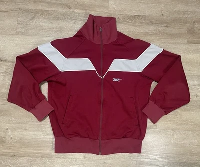 VTG Asics Chaqueta de Pista Hombre Sz M Rojo Gris Hecho en EE. UU. Núcleo de tenis con cremallera completa Foto 1 de 4