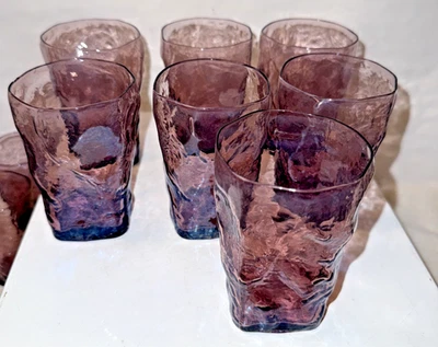 Copos Morgantown Crinkle Amethyst x7 Seneca Driftwood vintage bom! - Imagem 1 de 4