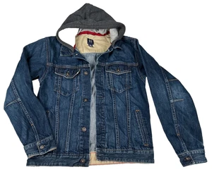 Gap Kids Denim Jacket Kids XXL (14-16) Blue Denim Hooded Trucker Jacket GAP 1969 - Picture 1 of 8