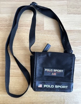 Vintage 90s Polo Sport Ralph Lauren Small Crossbody Messenger Bag Black - Image 1 of 4