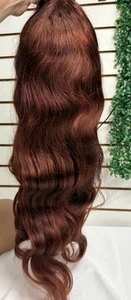 Parrucca capelli umani 22" 13x4 onda corpo bordeaux pizzo davanti - Foto 1 di 10