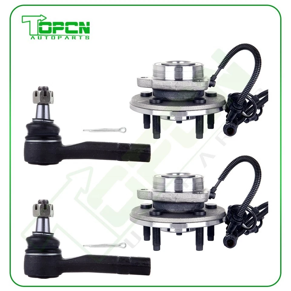 2 Front Wheel Bearing + 2 Tie Rod For 2002-2004 2005 Ford Explorer Mountaineer Foto 1 de 4