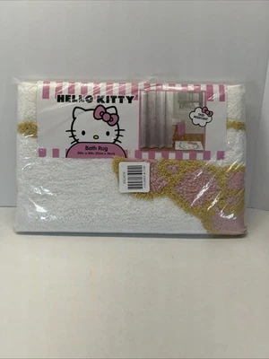 Alfombra de baño Hello Kitty blanca antideslizante 20” X 30” peluda nueva en paquete Foto 1 de 4