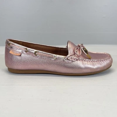 Mocasines Kurt Geiger para mujer talla 39 oro rosa cuero metálico zapato sin cordones águila Foto 1 de 4
