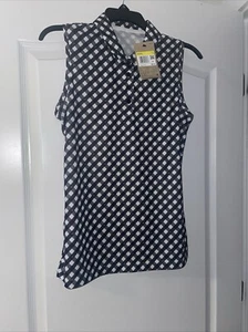 Nike Golf Sleeveless Women Small Dri-Fit Black Printed Golf Shirt, New - Picture 1 of 5