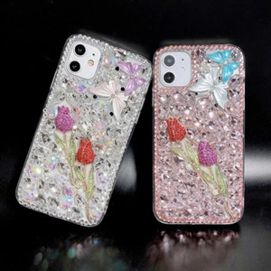 For T-Mobile REVVL 6 Pro Case Women Sparkly Diamonds Soft Phone Cover + Lanyard - Picture 1 of 42
