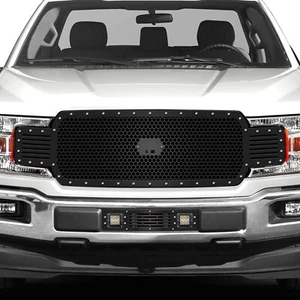 300 INDUSTRIES Steel Grille for 18-20 Ford F-150 w/CAMERA - LED LOWER - HEX BLK - Picture 1 of 3