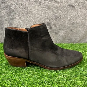 Sam Edelman Petty Boots Womens 6.5 M Black Leather Ankle Bootie Suede Zip Up - Picture 1 of 11