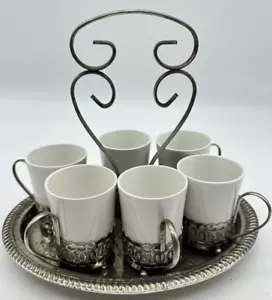 Enoch Wedgewood (Tunstall) ENGLAND Demitasse SET 6 tazze con supporti e vassoio - Foto 1 di 15