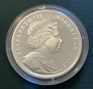 2003 GIBRALTAR SILVER PROOF CROWN  LIFE OF QUEEN ELIZABETH I  1533-1603 Horse - Picture 1 of 15