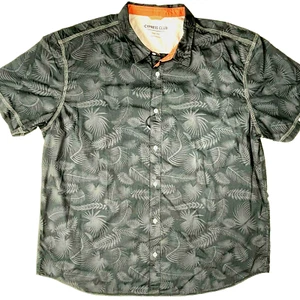 Cypress Club Monochrome Tropical Floral Fern Hawaiian Shirt size 2XL Mens NWT - Picture 1 of 5