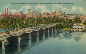 Postkarte Virginia Skyline Mayo Brücke James River Richmond USA Ersparnisse stornieren  - Bild 1 von 2