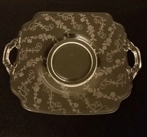 Vintage Cambridge Elaine klar geätztes Glas 8" quadratische Platte mit zwei offenen Griffen - Bild 1 von 11