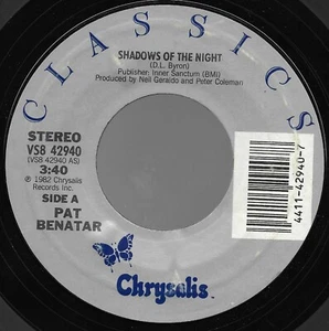 Shadow Of the Night, Looking For A Stranger * by Pat Benatar (7", 1983) VG++ - Picture 1 of 2