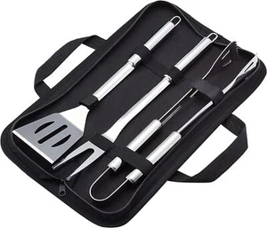 4pc BBQ Grill Tool Set – Stainless Steel Utensils with Carrying Bag - Picture 1 of 6