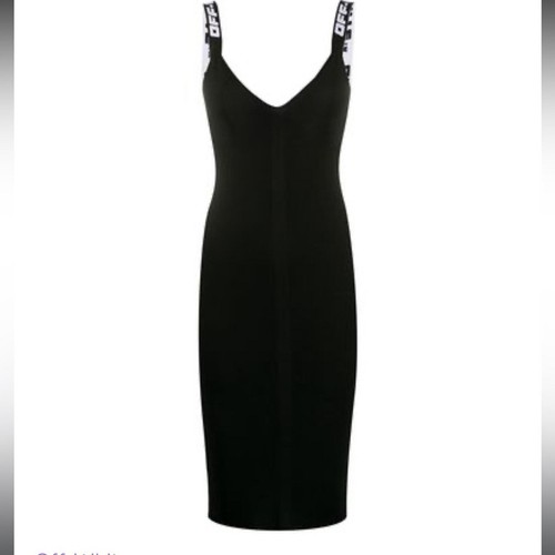 OFF WHITE Abito lungo industriale in maglia bianco sporco nero nuovo con etichetta tg 38