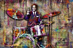 ART BLAKEY Poster, Drummer Art Blakey Jazz Tribute Pop Art Print Free Ship US - Picture 1 of 6