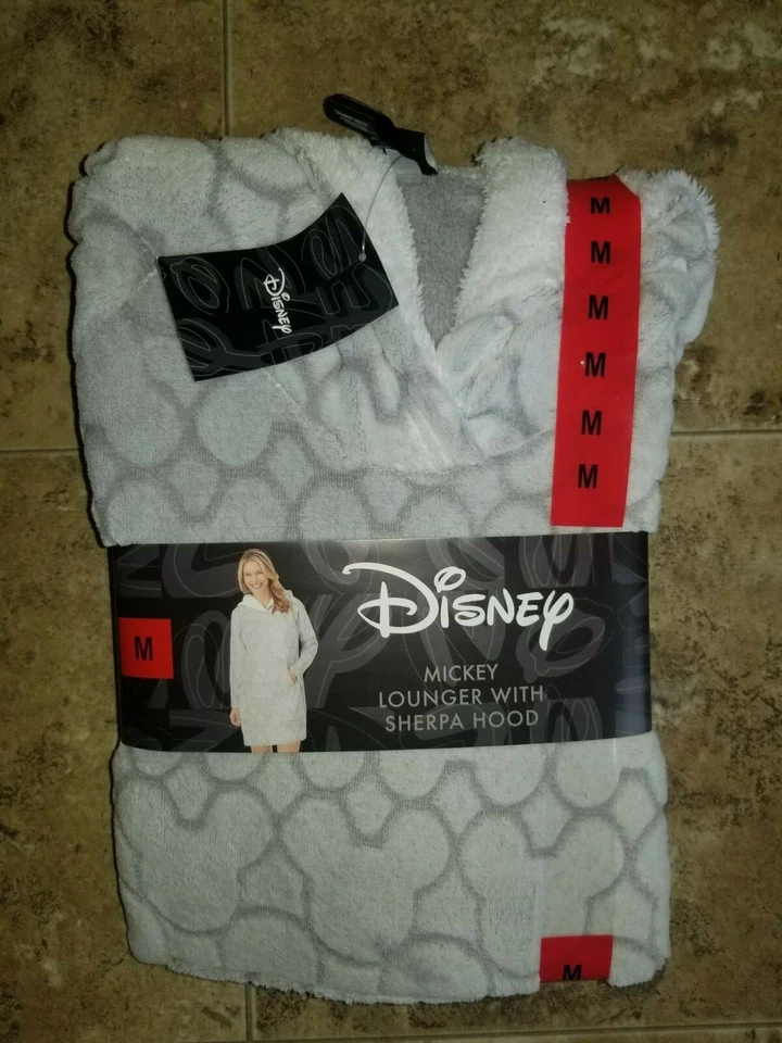 Disney Mickey Lounger With Sherpa Hood Size Medium Pajamas Sleepwear