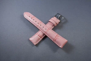 12mm 18mm 20mm Pink Genuine Leather interchangeable Watch Aligator Straps Bands - Picture 1 of 5