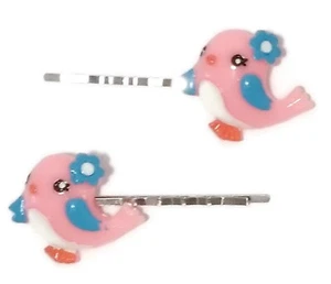 SPRING BIRD Animal Bobby PIn Hair Clip Accessory - Set of 2 Handmade - Picture 1 of 3