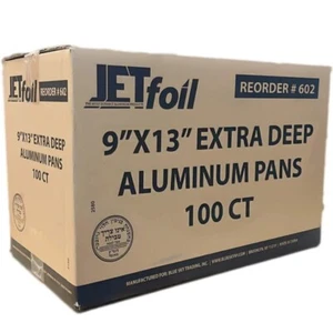 JET Foil 9x13'' Disposable Aluminum Pans Half Size Extra Deep-100 Pack CASE - Picture 1 of 6