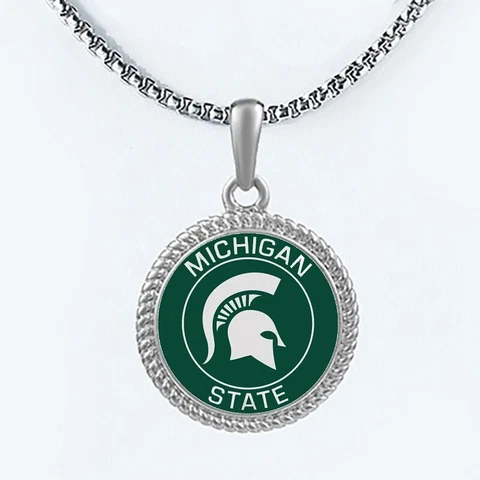 Michigan State Spartans Mens Womens 20" Lnk Chain Pendant Necklace w Gift Pg D22 Cover