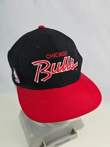 Vintage Chicago Bulls Sports Specialties Script Snapback Hat Red Bill Very Clean - Picture 1 of 12